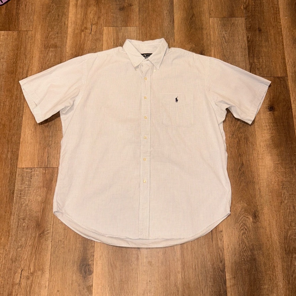Polo Ralph Lauren Bartlett Shirt Mens XL Blue White Check Short Sleeve Cotton